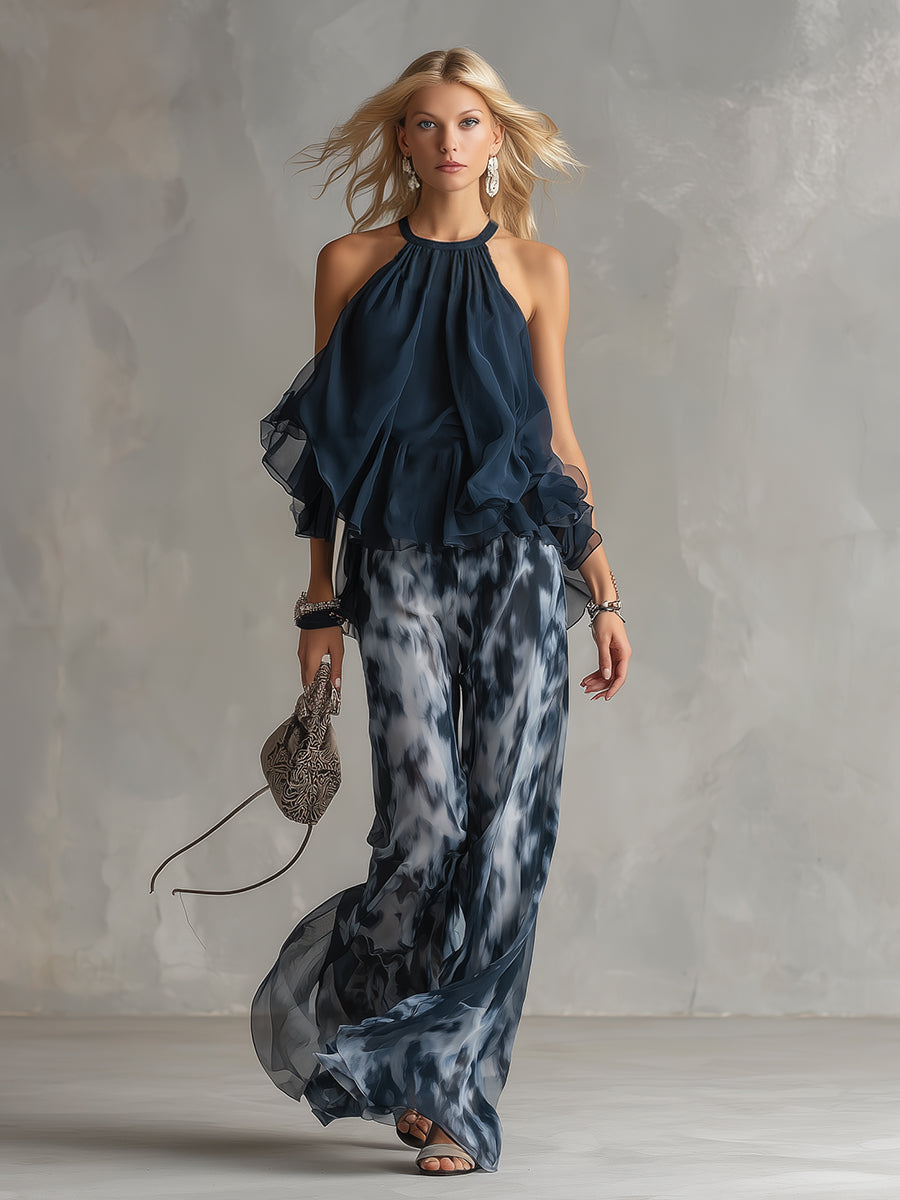 Rivana – Cuello halter de chifón conjunto