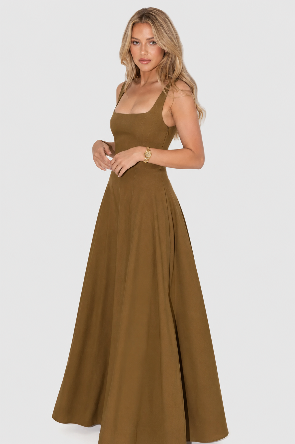 Kelara – Cuello cuadrado de punto vestido