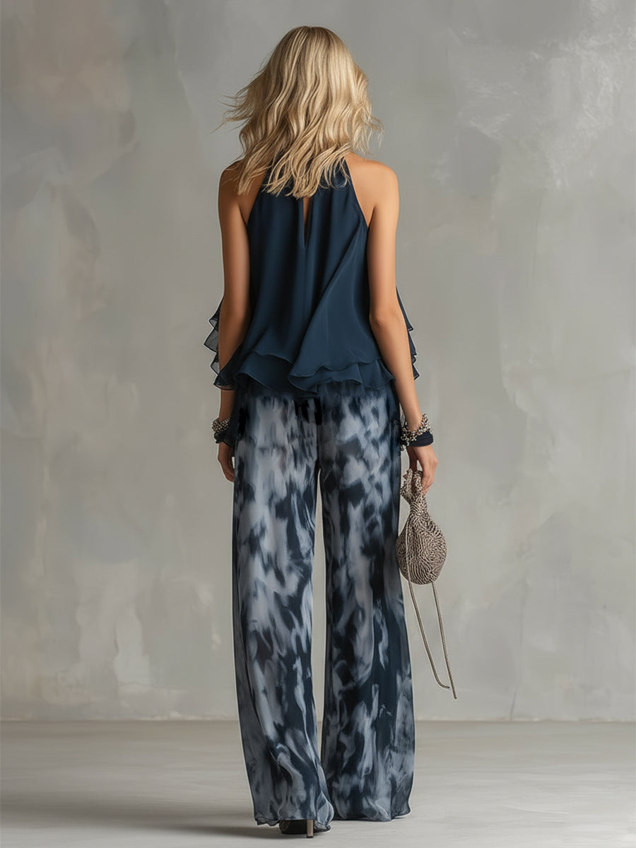 Rivana – Cuello halter de chifón conjunto