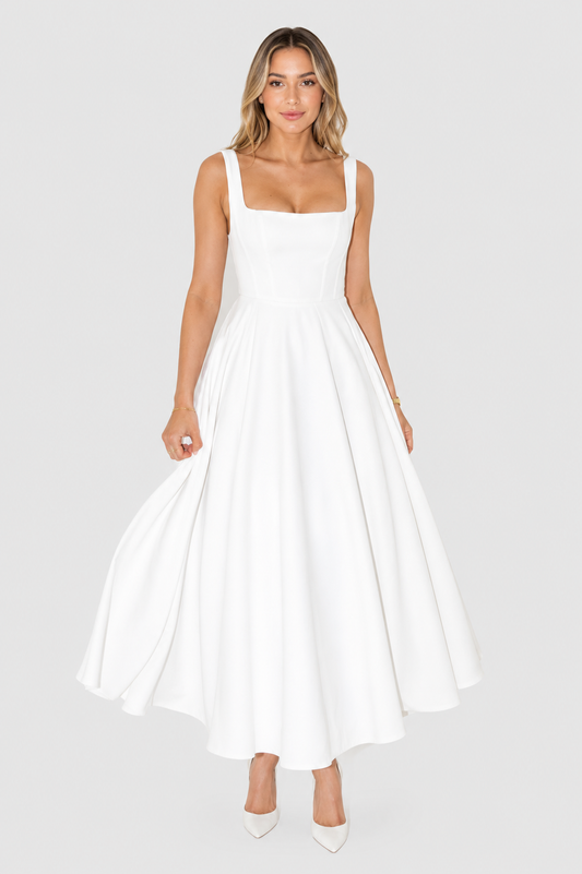 Kelara – Cuello cuadrado de punto vestido