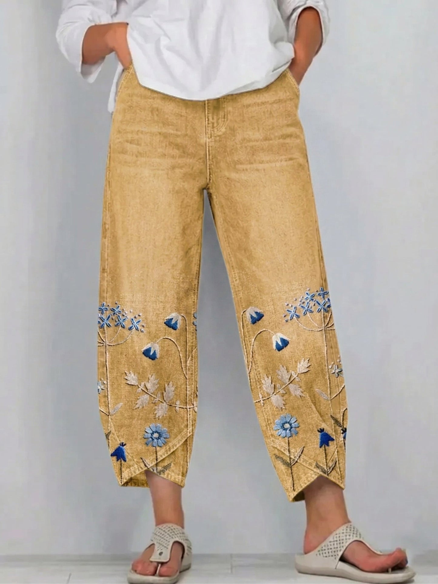 Anvera – Pantalones de algodón bordados