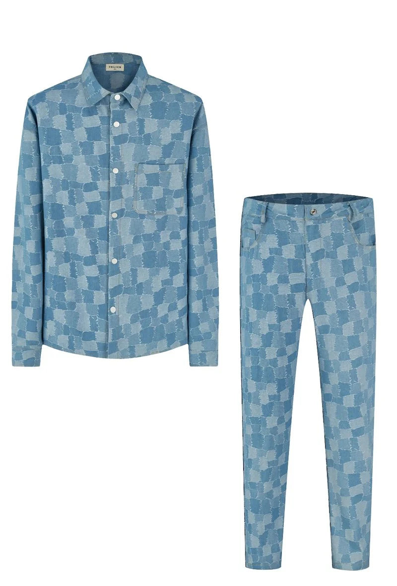 Conjunto de camisa y pantalón Azul