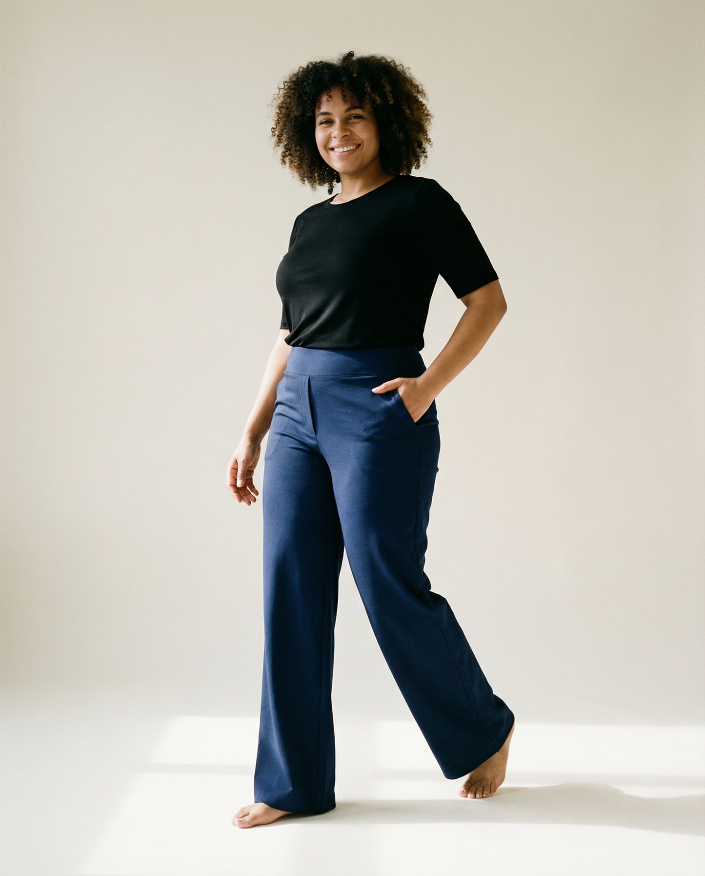 Pierna recta tejido plano pantalones
