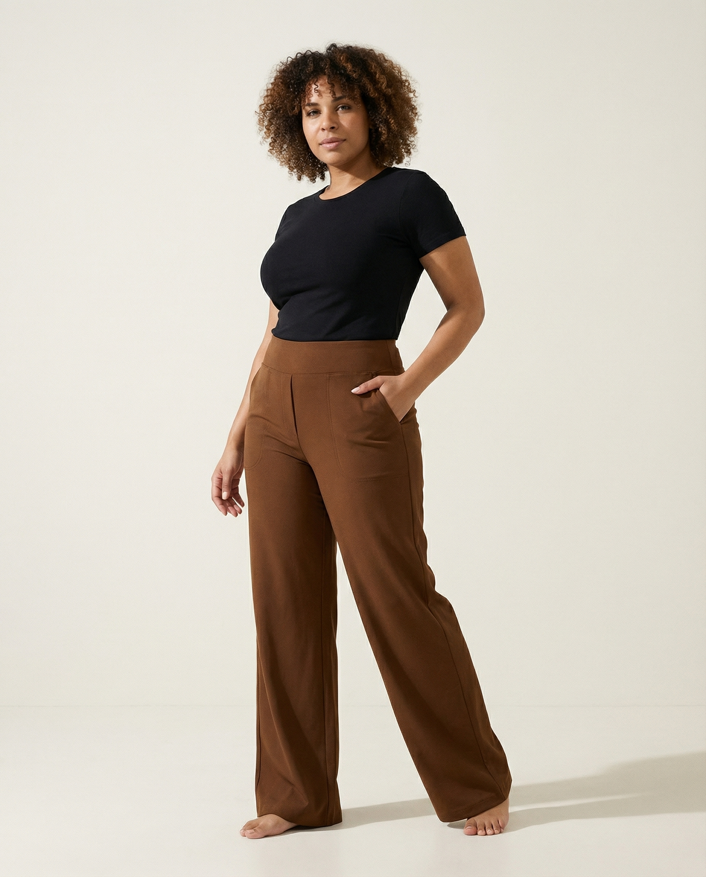 Pierna recta tejido plano pantalones