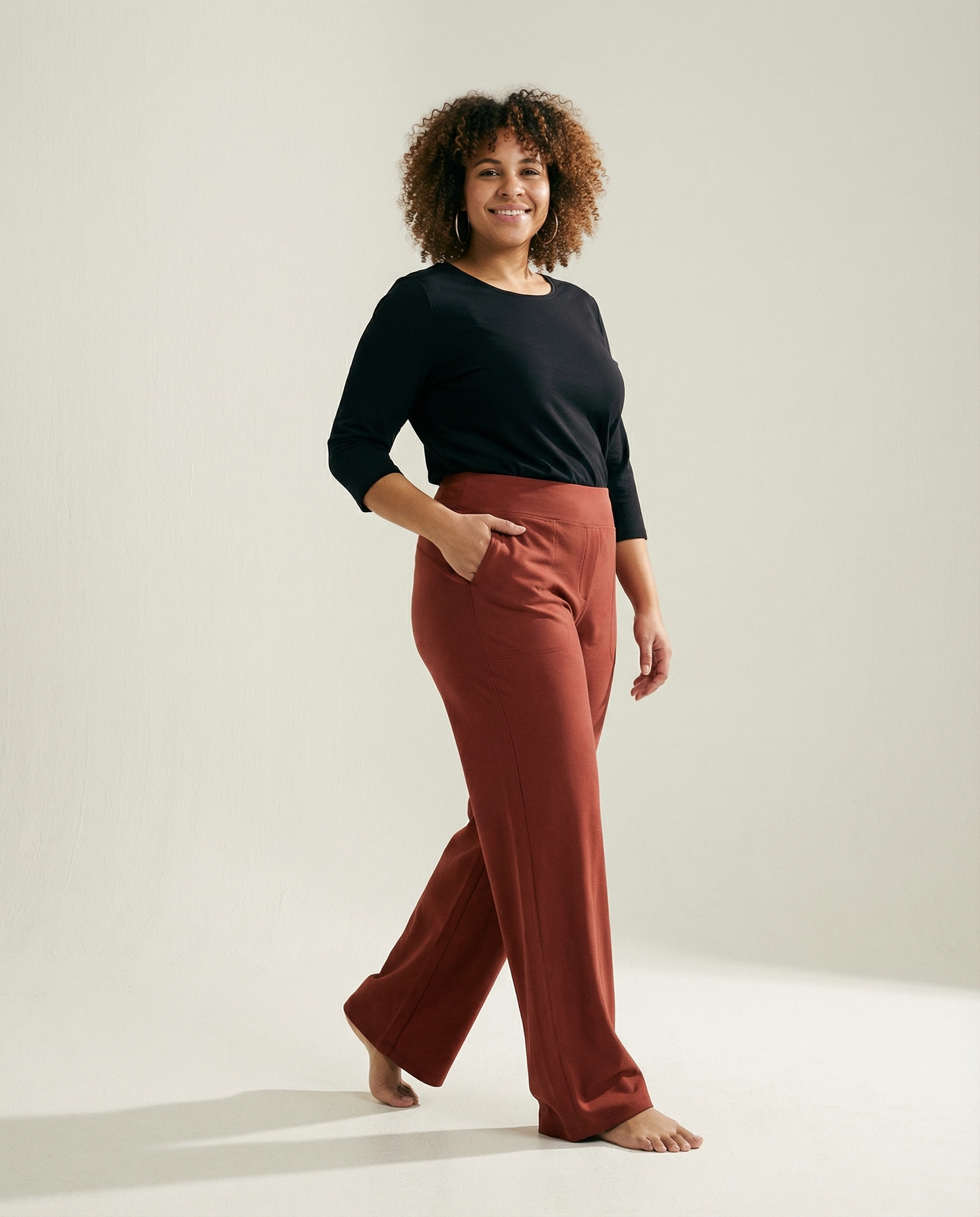 Pierna recta tejido plano pantalones
