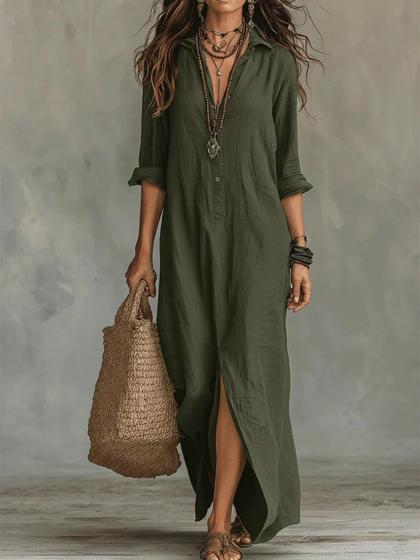 Nour Lopez | Elegante vestido largo de verano Verde