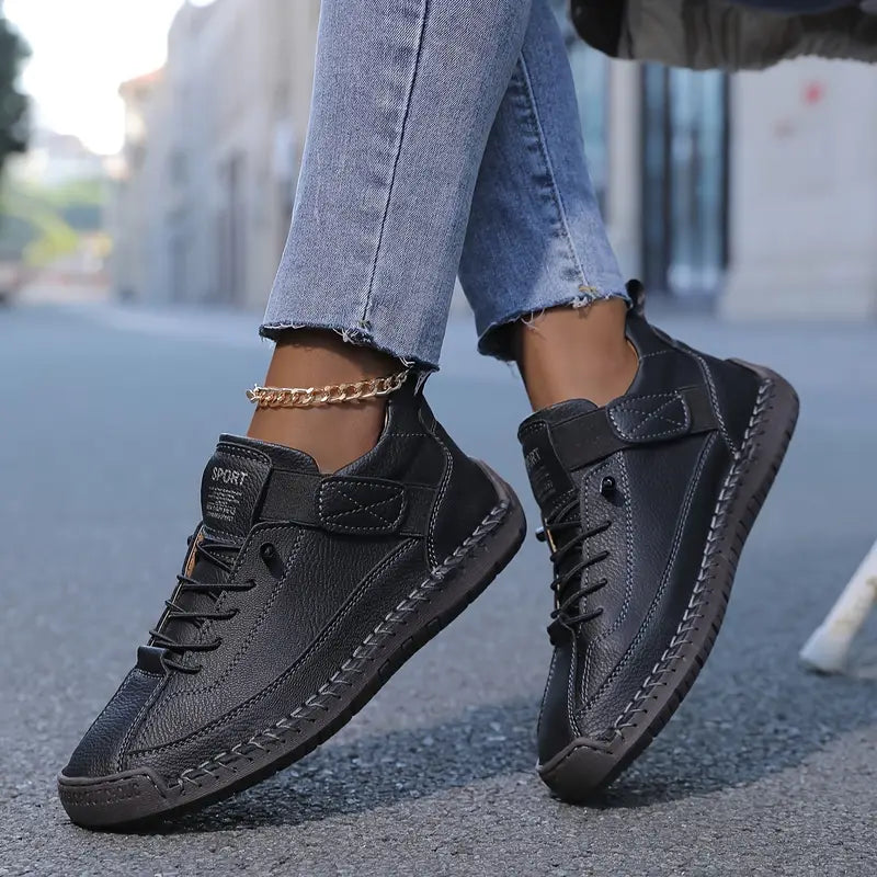 Kevara – Punta ancha de cuero zapatos