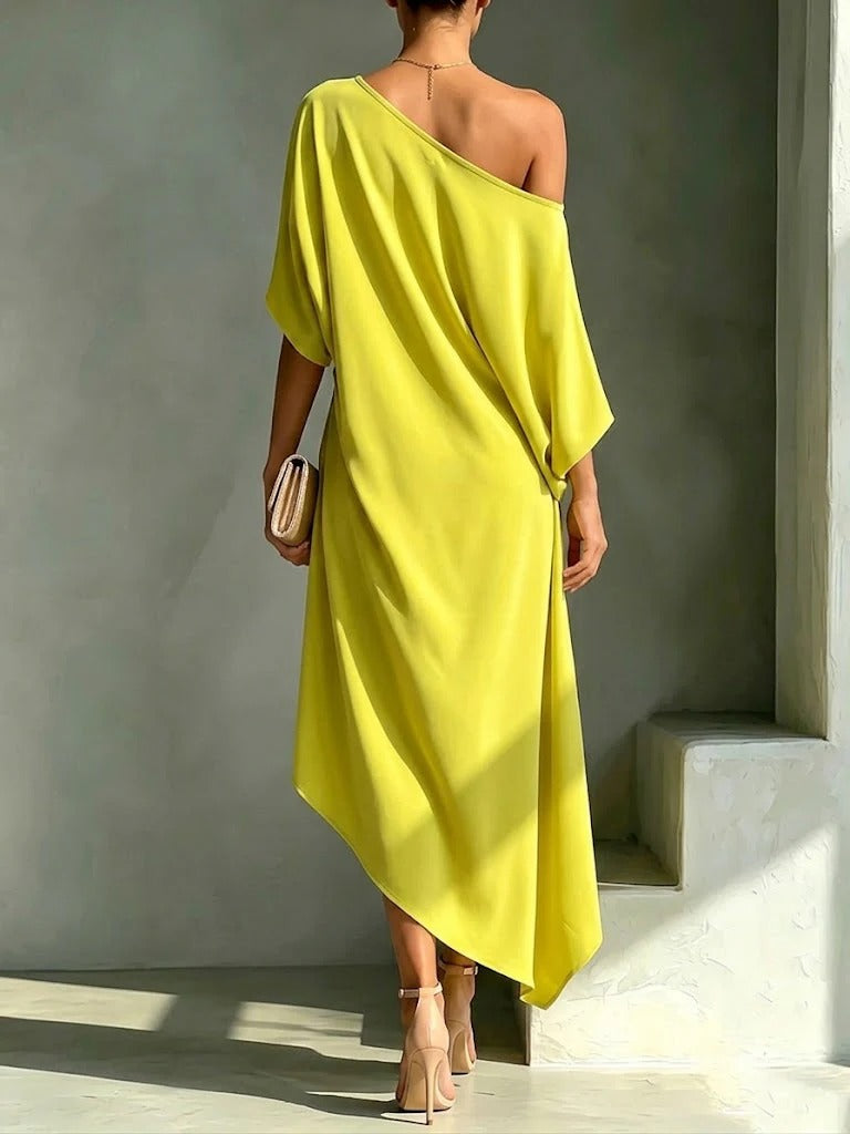 Elyra – De un solo hombro mezcla de algodón vestido